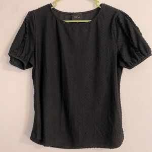 M5 Black Short Sleeve Ruffle Top